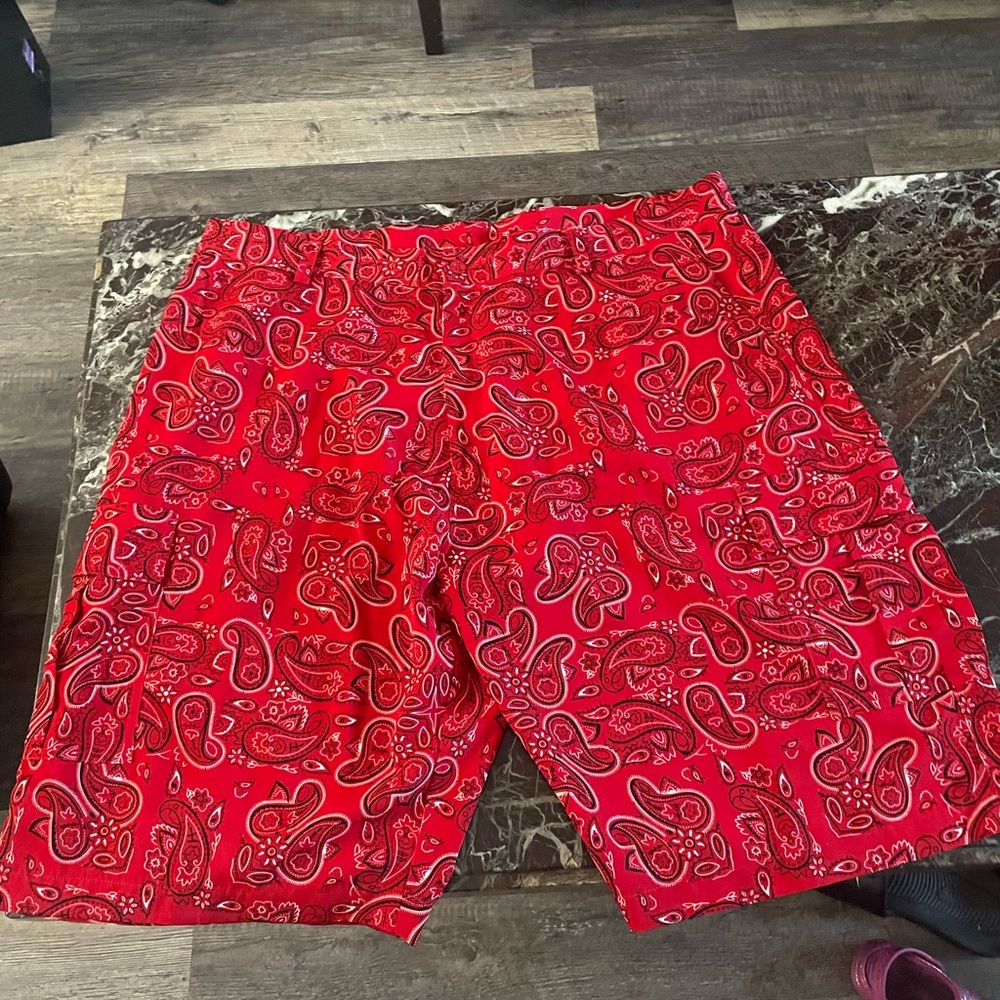 Red rag bandana shorts